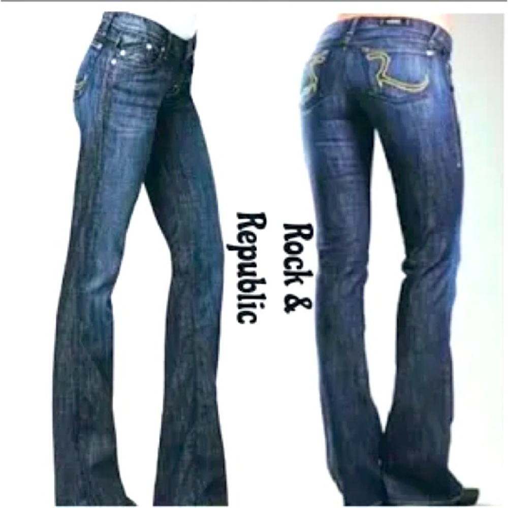 Rock & Republic Kasandra Jeans 10 Dark Wash Bootcut size 30